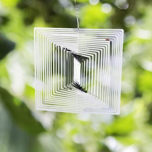 3d Flowing-light Effect Decor House Hanging Decoration Gifts 25 X 25 Cm Silver Square Spinners Decoracion Hogar Moderno