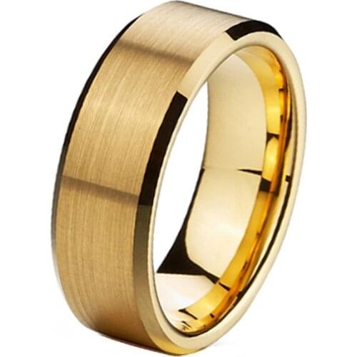 Unique Fashion jewelry titanium tungsten ring men 8MM gold color Anniversary Wedding Band Couple Rings for women