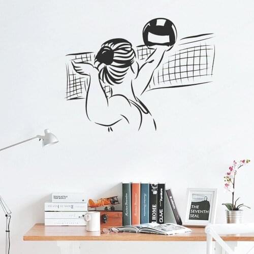 Volleyball player vinyl wall art sticker girl bedroom sports room decoration vinyl wall sticker beach style removable MuralHL255
