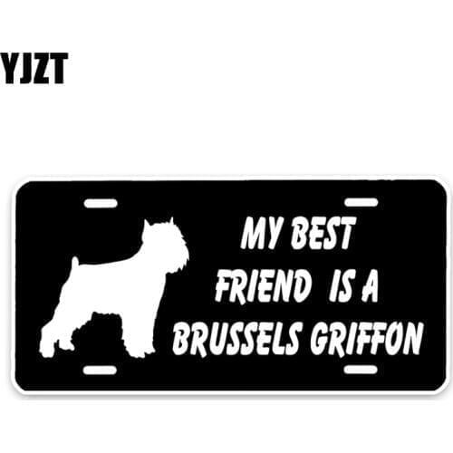 YJZT 15*7.3CM My best friend is a Brussels Griffon Dog Car Bumper Window Waterproof PVC Sticker Decal C1-4657