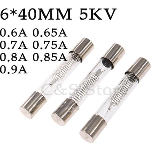 5KV Special Microwave Oven Fuse 6*40mm 0.65A 0.7A 0.75A 0.8A 0.85A 0.9A Glass Tube Fuse 6x40mm High-Pressure Fuse