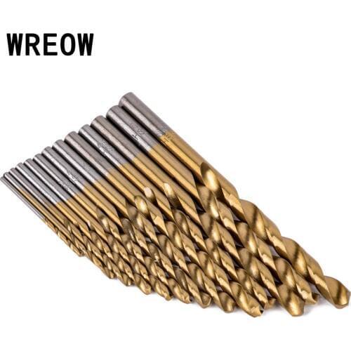 13PCS 1.5-6.5mm HSS Titanium Coated Twist Drill Bit Set Straight Shank Drill Bits Hole Saw Cutter Tool for Aluminum Woodworking