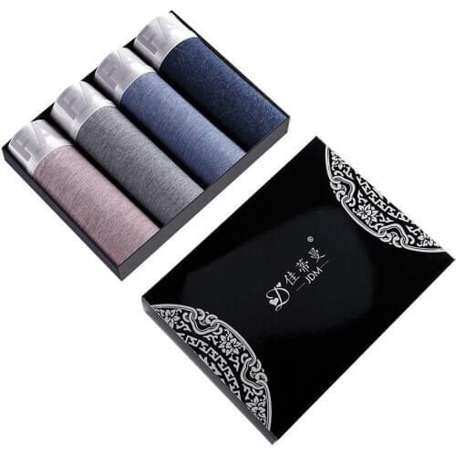 4Pcs/Lot Mens Underwear Cotton Boxer Mens Underwear Comfortable Breathable Sexy Underwear Short Mens Boxer Solid Color