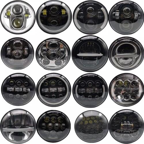 5.75" LED Phare Moto Headlight Motorcycle Front Light Motorbike Headlamp 5 3/4 Faro Moto Angel eye DRL Motos Black LED Headlight