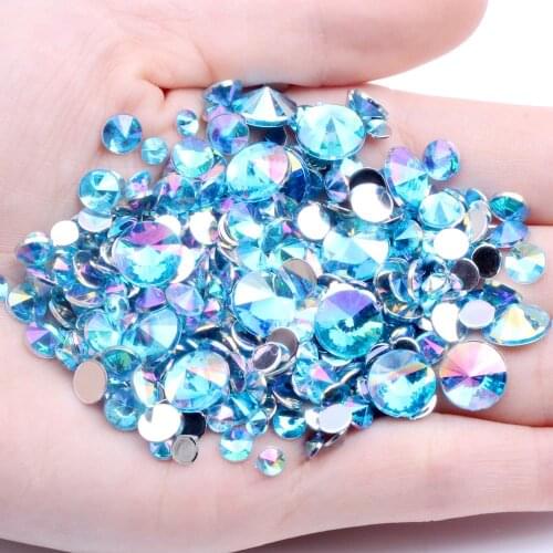 Acrylic Rhinestones AB Colors Flatback Pointed 1000pcs 6mm Silver Foiled Glue On Beads For Nails Art Phone Cases DIY Decorations