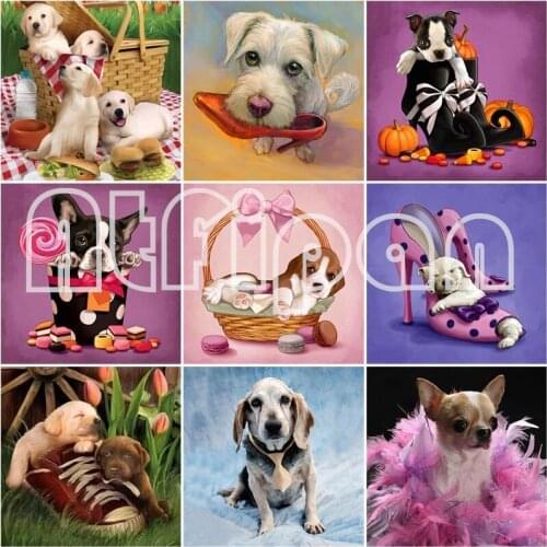 DIY 5D Diamond Painting Dog Cute Pug Diamond Embroidery Cross Stitch Rhinestones Mosaic Full Round Square Drill Animal Art Decor