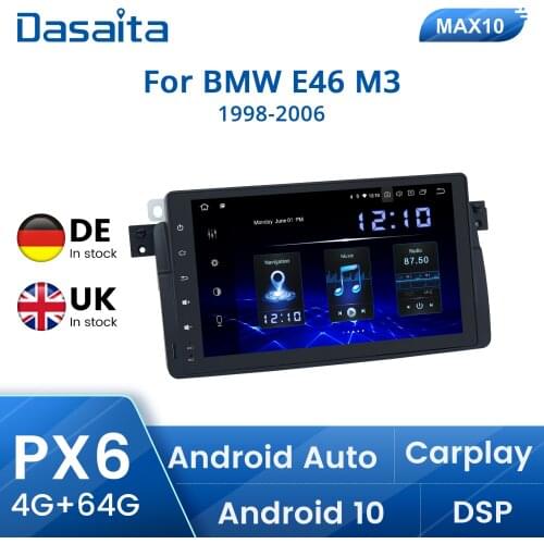 Dasaita Android 10.0 Car Radio for BMW E46 M3 318i 320i 325i 2001 2002 2003 GPS Navi 9" IPS 64GB ROM Bluetooth DSP