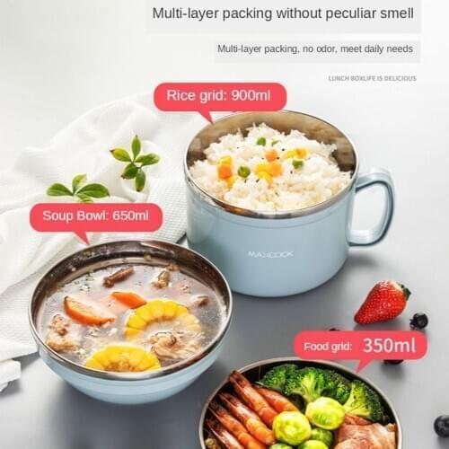 Large Capacity Double-Layer Insulated Bowl 304 Stainless Steel Bowl with Lid