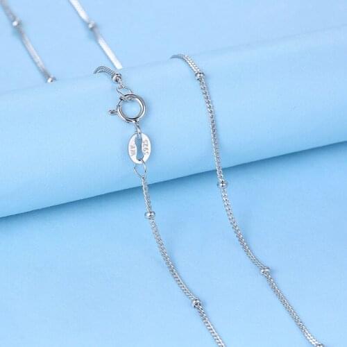 45CM length 1.7mm 1.9 grams Solid 925 Sterling Silver Chain Necklace White Gold Color Pretty Silver Chain dossy Jewelry