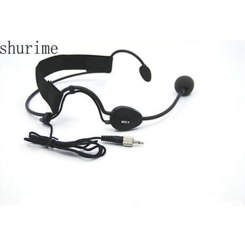 Black Color Headworn Headset ME3 Microphone Condenser Mic For Wireless Systems 3.5 mm Screw Lock Plug