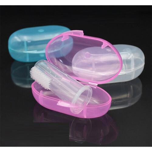 Cute Baby Finger Toothbrush With Box Children Teeth Clear Massage Soft Silicone Infant Rubber Cleaning Brush Massager Set