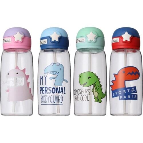 Childrens Water Bottles Straw Plastic Water Cup Strap Summer Drinking Bottles Deer Student Baby Kids Bottles Cartoon Kettle