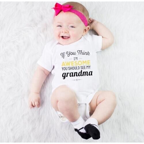 Newborn Baby Romper Baby Funny Cotton Short-sleeved Girl Print Crawling Baby Boy Clothes Clothes Cute Suit Alphabet V2B7