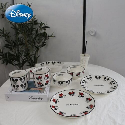 Disney Mickey Mouse Minnie Cartoon Rice Bowl Household Tableware Mug Breakfast Milk Cup Dessert Plate