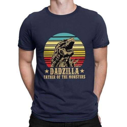 T Shirt Men 100% Cotton Streetwear Dadzilla Father Of The Monsters Vintage Man Tees High Quality Casual T-shirts Black