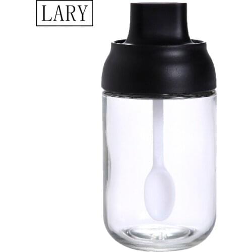 LARY 250ml Sealed Cruet Salt Pigs Cellars Shakers Spice Jar Cap Condiment Seasoning Jars Lid Spoon for Spices Kitchen Storage