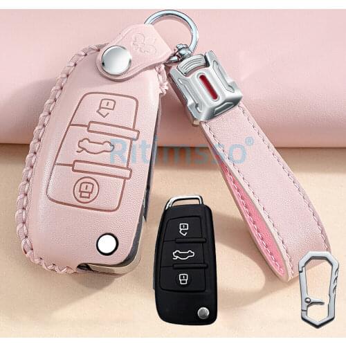 Leather Car Remote Key Case Cover Shell For Audi A1 A3 A4 A5 A6 A7 Q3 Q5 Q7 B6 B7 B8 C5 C6 S3 4F B8 8P 8L 8V TT RS Accessories