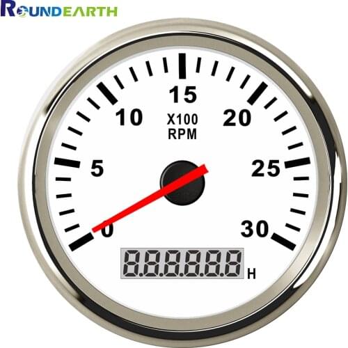 Round Earth 85mm White Face Auto Car Boat Tachometer Marine Ship Tacho Meter 3000 RPM Gauge Fit For Diesel Gasoline Engine