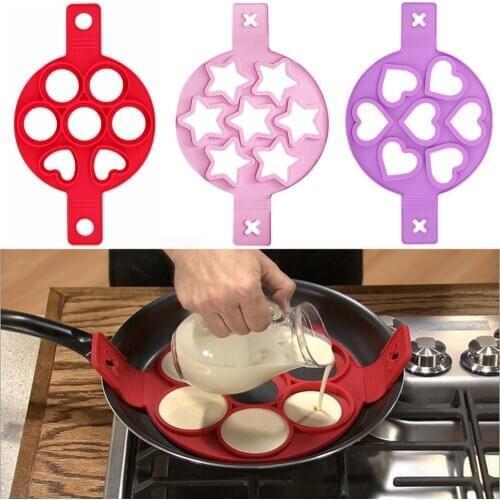 Kitchen Egg Tools Baking Accessories Pancake Maker Nonstick Cooking Tool Silicone Egg Cooker Round Heart Pancake Mold Decorating