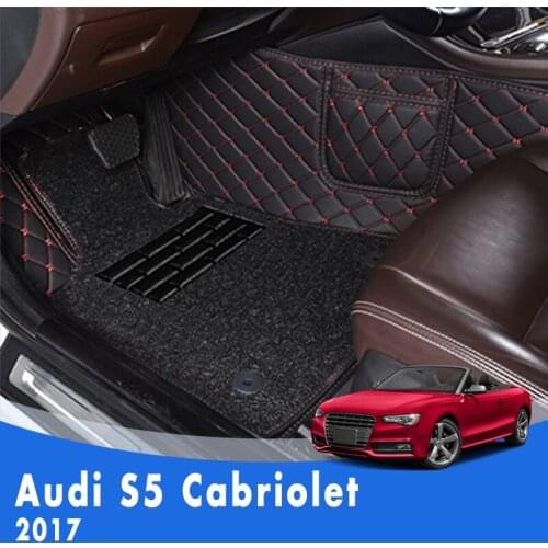 LHD Luxury Double layer Wire loop Carpets Car Floor Mats For Audi S5 Cabriolet 2017 Artificial Leather Cover Decoration Styling