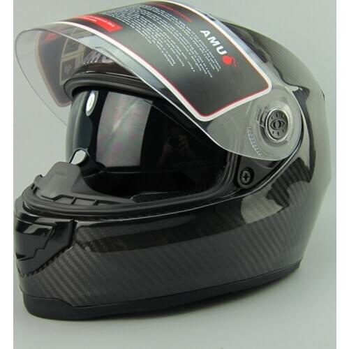 Authentic AMU motorcycle helmet carbon fiber double lens full helmet mens helmet cross country helmet,Capacete