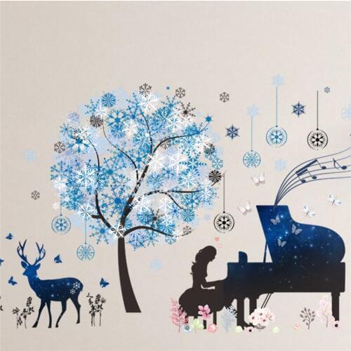 Girl snowflake deer butterfly flower wall stickers bedroom living room bedroom girls room decoration mural