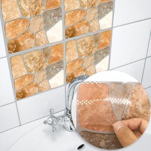 Funlife New yellow stone creative wall stickers art decorative tile stickers kitchen living room waterproof mold wall stickers