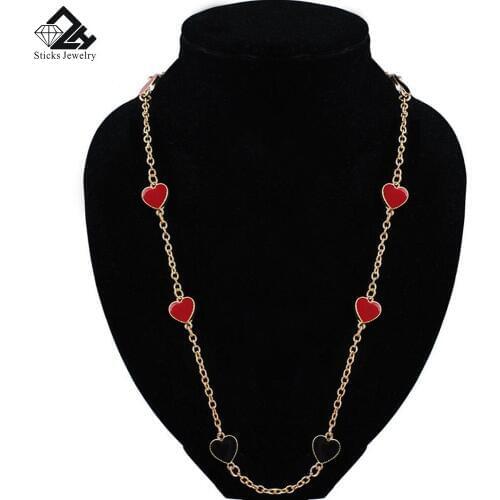 Fashion jewelry Gold Heart Enamel long chain Necklace chains necklace women necklace high quality