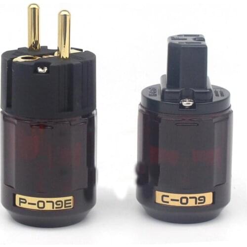 Oyaide C-079 P-079e Schuko Europe EU Power Plug 24k Gold Plated IEC Audio Connector Female-Male MATIHUR audio hifi