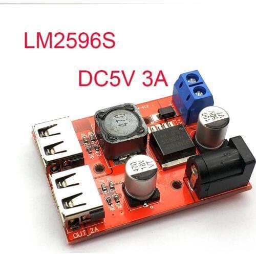 LM2596 LM2596S Dual USB DC-DC 9V 12V 24V 36V to 5V 3A Step Down Buck Converter Board Car Charger Solar Power Supply Module