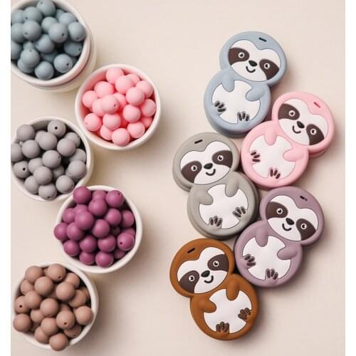 5PCS Multicolor Baby Teether Sloth Cartoons Cute Animal Shape Chewing Pendant Accessories Molar Props Teething Toy Newborn Gift