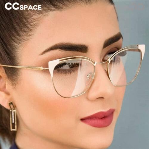 Simple Cat Ear Metal Glasses Frames Men Women Optical Fashion Computer Glasses 45892