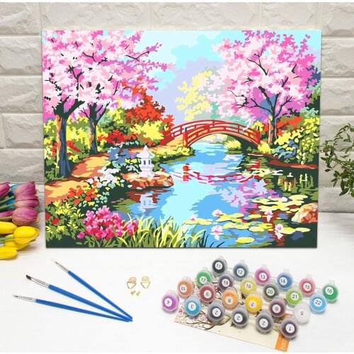 Framed Spring Flower Oil Painting by Number Hand Painted Canvas Wall Art For Living Room Decoration Wall Art 40x50cm Unique Gift