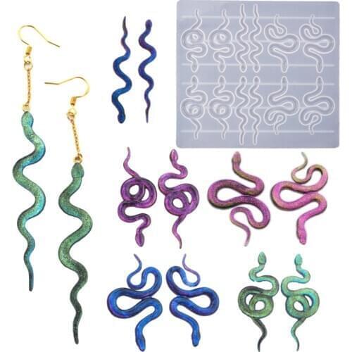 DIY Crystal Epoxy Resin Mold Snake Head Snake Earrings Silicone Earrings Mold Keychain Mirror Silicone Mold