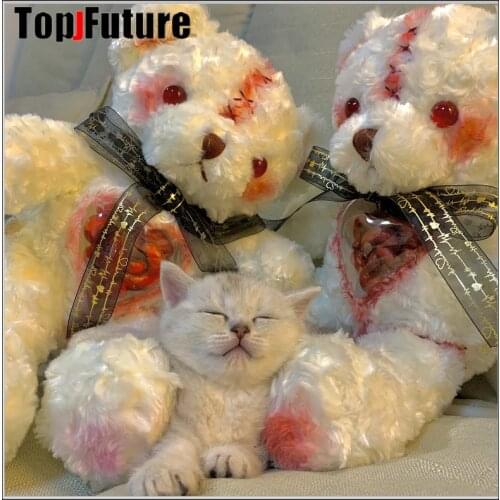 Dark Gothic Lolita Bear Doll Bag Heart Blood Gauze Yandere Gloomy Embroidery Shoulder Bags Soft Girl Goth Cosplay Crossbody Bag