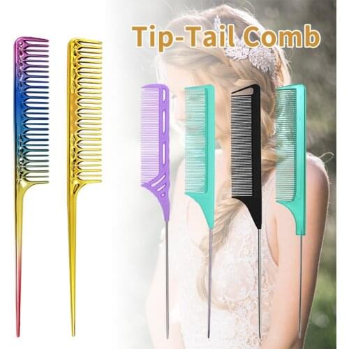 Heat Resistant Stainless Steel Carbon Edges Rat Tail Hair Parting Combs With Logo