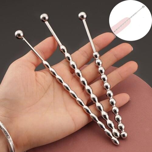 Gourd shape Metal Beads Penis Plug Stainless Steel Urethral Catheter Urethra Dilation Sounding Sex Toy Beaded Insert Rods