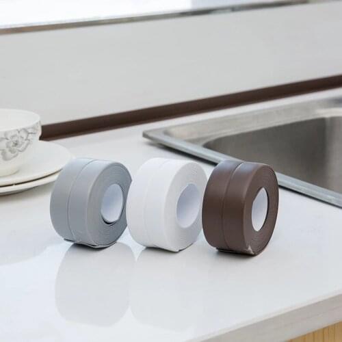 PVC 3.8cm Bathroon Kitchen Wall Caulk Sealing Strip Tape Waterproof Self Adhesive Tape Kitchen Bathroom Toilet Sealant Household