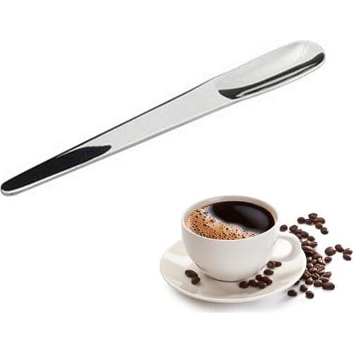 1pcs Stainless Steel Italian Style Unique Flat Mixing Stirring Coffee Spoon Bar Tableware Fashion Design Mirror Polishing