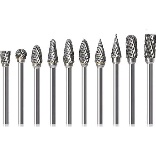 10pcs/set 3*6mm Double Cut Shank Tungsten Carbide Milling Cutter Rotary Tool Burr Rotary Tools for Engineering Engraving