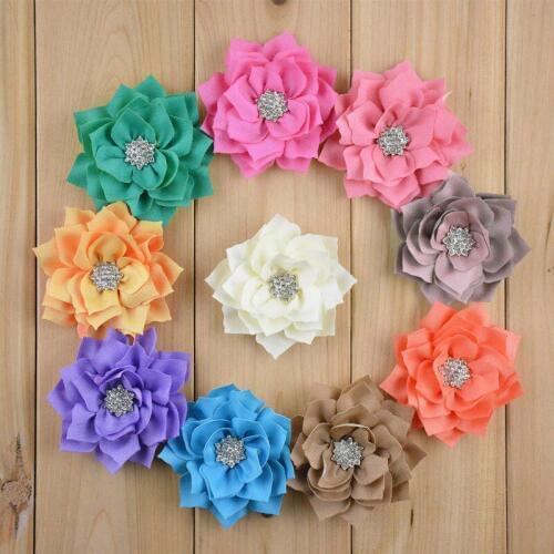 20 pcs/LOT , 3 Inch Starburst Button Flowers with Rhinestone Headband