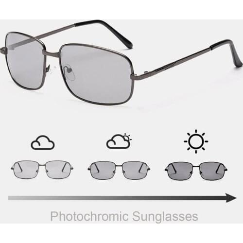 2021 New Fashion Smart Photochromic Polarized Sunglasses Metal Full Frame Anti-UV Anti-Glare Driving Goggles Men Sunglasses Box