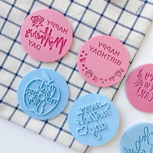 2021 Birthday Easter Cake Tool Baby Happy Mother Fathers Day Letter Embossed Cutter Mold Cookie Cutter Stamp Fondant Decoration