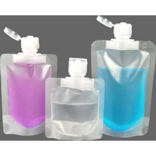 50pcs Refillable Lotion Bag Flip Lid Stand Up Spout Pouches Plastic Makeup Cream Shampoo Travel Packaging Bag 30ml 50ml 100ml