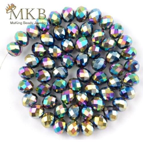 4 6 8 10 12mm Austrian Crystal Beads Faceted Rainbow Crystal Glass Rondelle Beads For Making Jewelry Findings Accessories