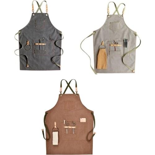 Hairdressing Apron Bib Chef Barber Apron for Women Men Barista Bartender Pockets Home Barber Cook Coffee Restaurant