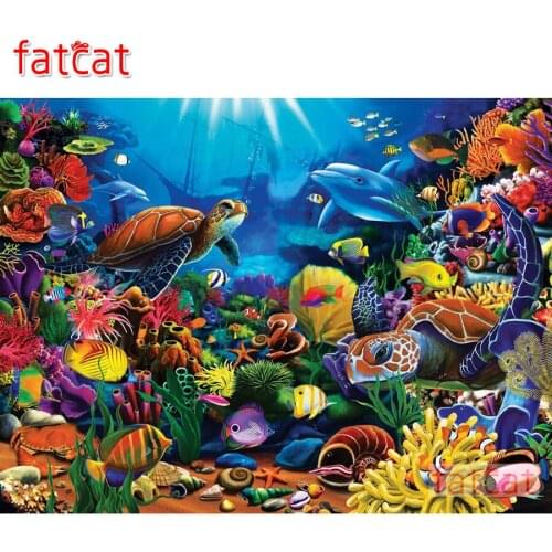 FATCAT Sea animals 5d diy diamond painting kits full square round drill diamond embroidery sale wall decoration AE3038
