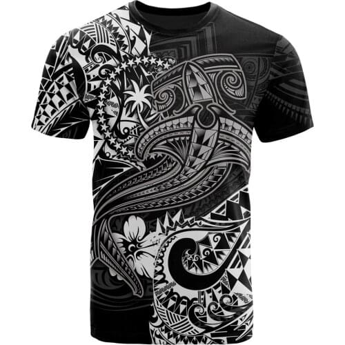 Chuuk T-Shirt White Shark Polynesian Tattoo 3D Printed t-shirt Harajuku Streetwear T shirts Funny Men For Women Short Sleeve