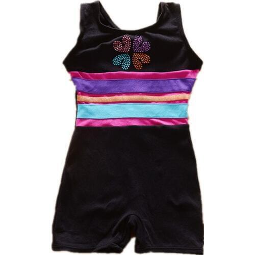 Gymnastics biketard tank gymnastics leotard for girls rhinestones rainbow performance bodysuit girls gymnastic costumes