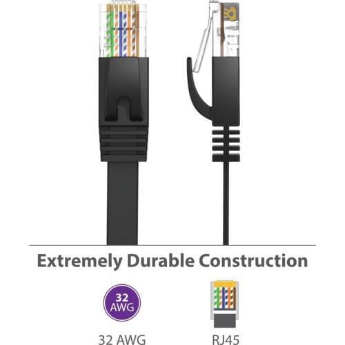 25cm 3ft1.5ft 1m 2M 3m 10ft 5m 10m 15m 20m 30m cable CAT6 Flat UTP Ethernet Network Cable RJ45 Patch LAN cable black white color
